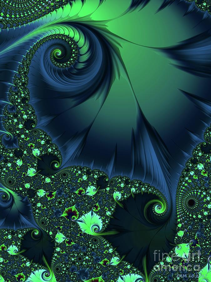 Blue Green Cootie Digital Art by Elizabeth McTaggart