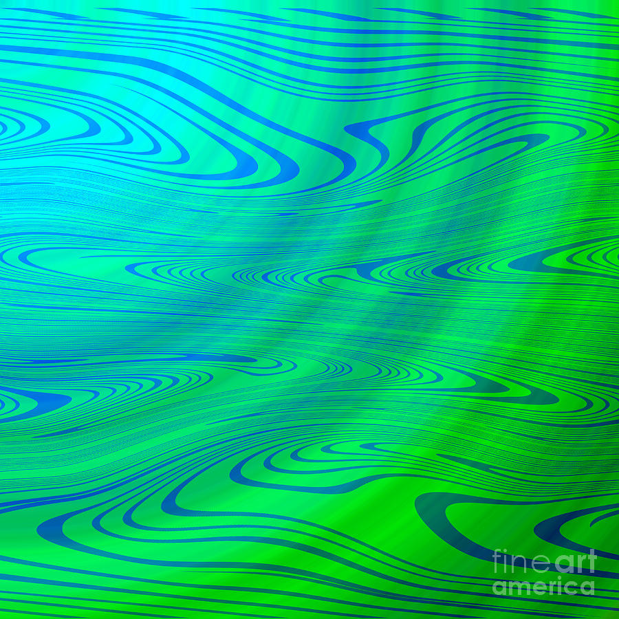 Blue Green Distort Abstract Digital Art by Susan Stevenson