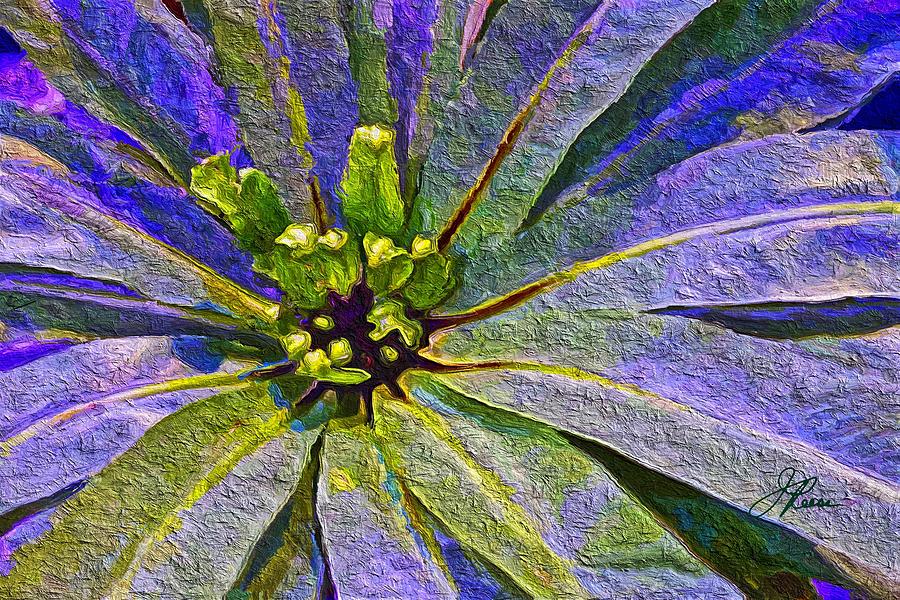 Blue Green exotic plant Painting by Joan Reese