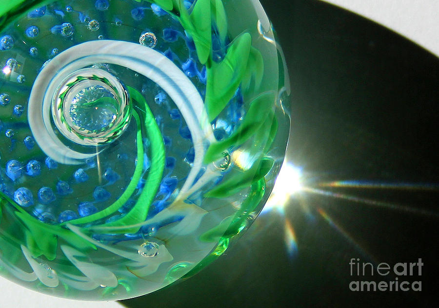Blue Green Glass Swirl Close-up Photograph by Karen Adams