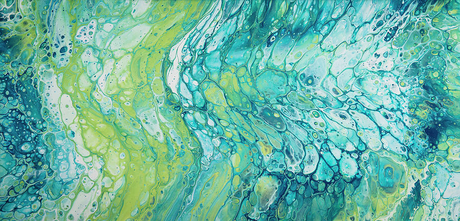 Blue Green Grey Acrylic Pour by Jennylynn Fields