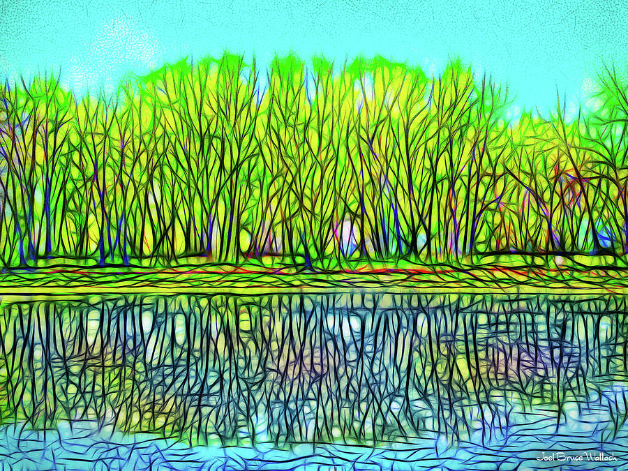 Tree Digital Art - Blue Green Lake Reflections - Park In Boulder County Colorado by Joel Bruce Wallach