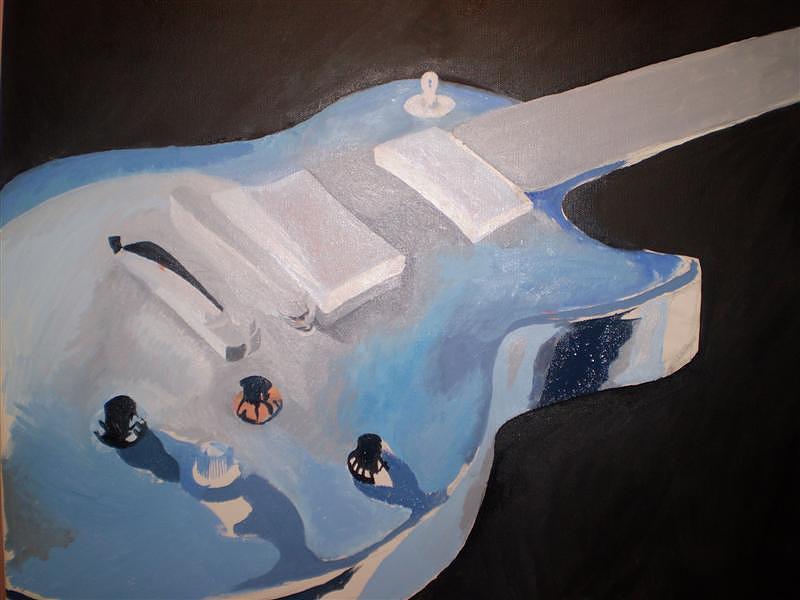 Blue guitar Painting by Sabin Irimia