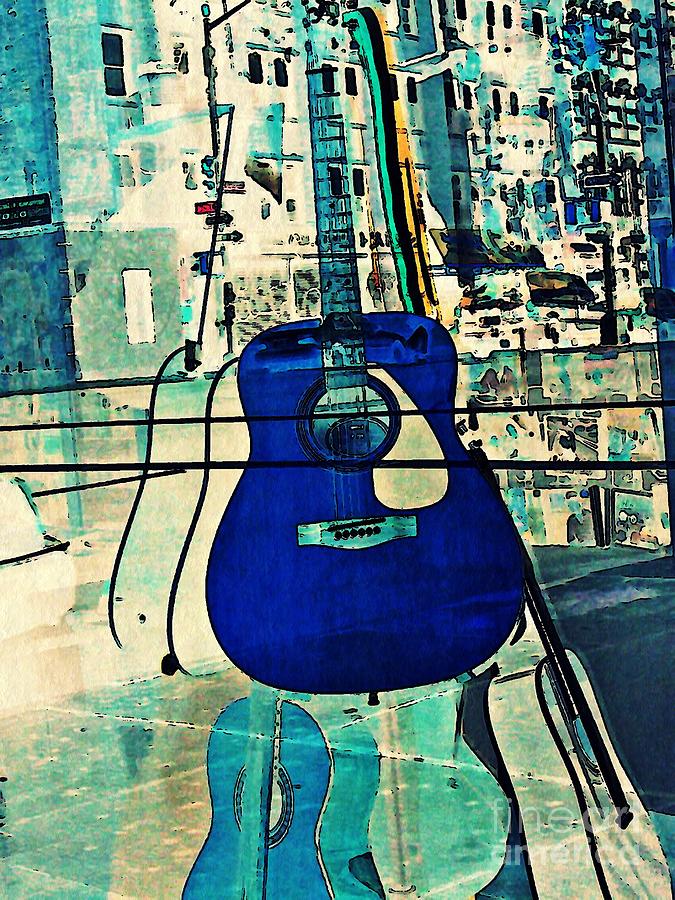 Guitar Photograph - Blue Guitar by Sarah Loft