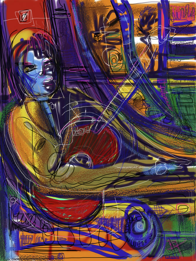Blue Guy with Red Guitar Digital Art by Russell Pierce
