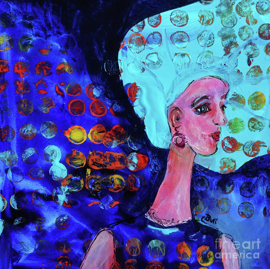 Blue Haired Girl on Windy Day Painting by Claire Bull