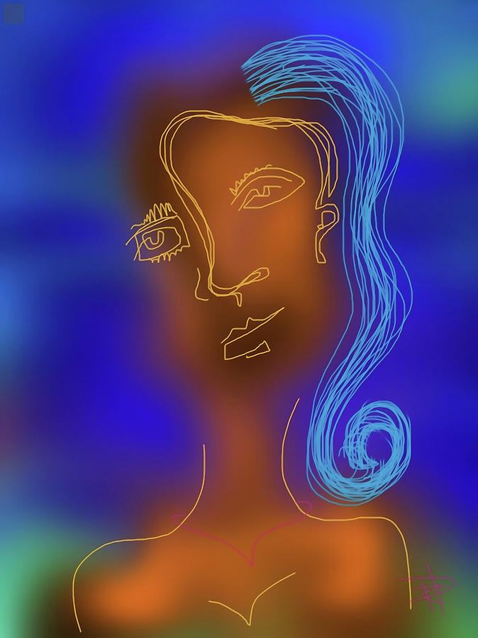 Portrait Digital Art - Blue Haired Woman by Russell Pierce