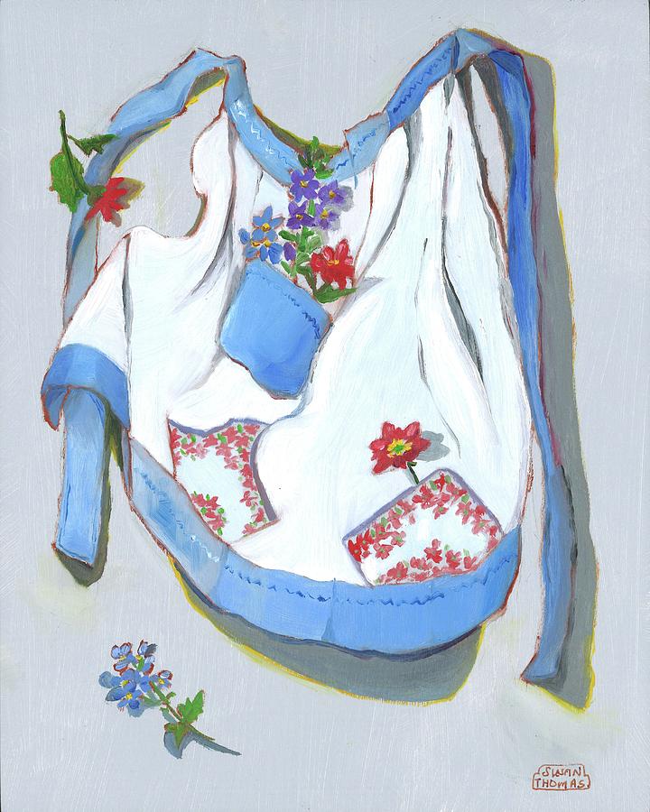 Blue Handkerchief Apron Painting by Susan Thomas