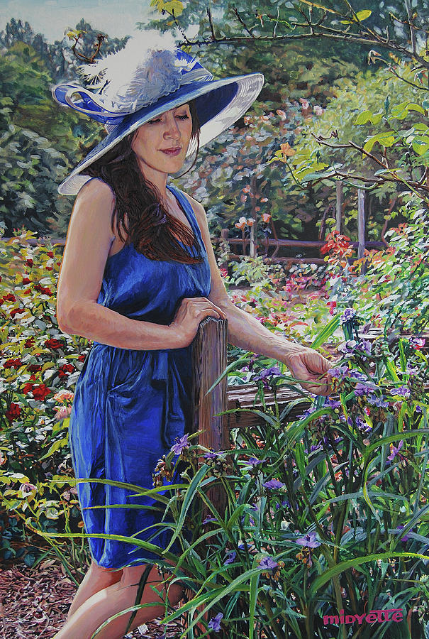 Blue Hat Girl Painting by Tommy Midyette