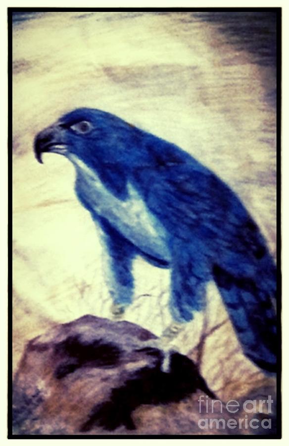 Blue Hawk In Watercolor Painting
