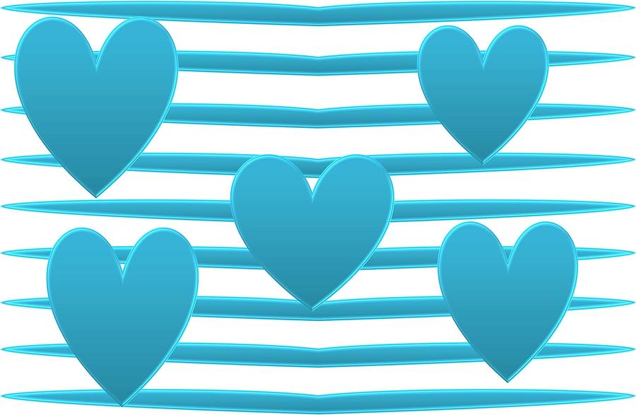 Abstract Digital Art - Blue Heart And Stripe by Anil Bajpai