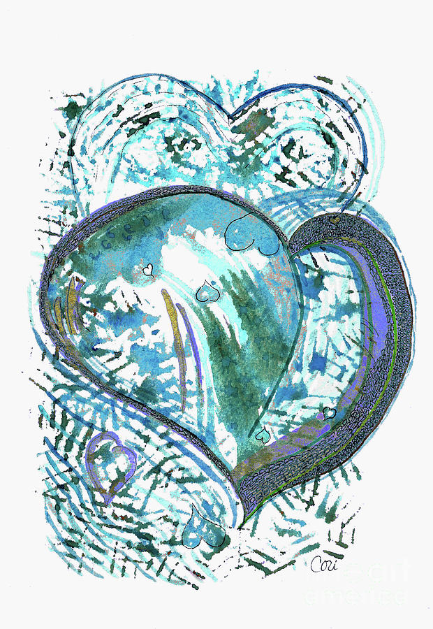 Blue Heart Painting by Corinne Carroll