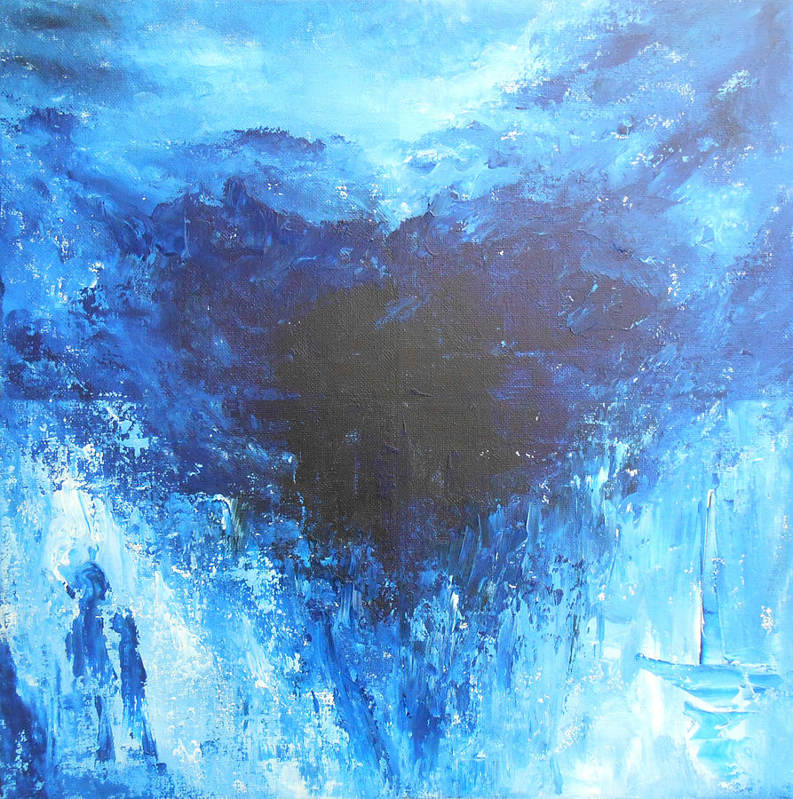 Blue Heart Painting by Jane See