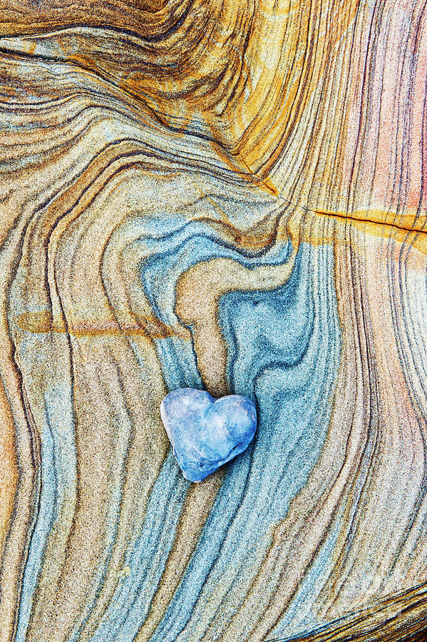 Blue Heart Stone Photograph by Tim Gainey