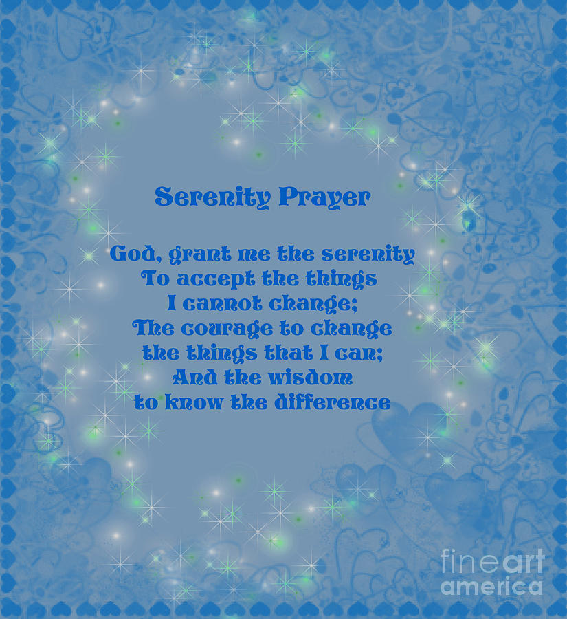 Blue Hearts Serenity Prayer Digital Art by Smilin Eyes Treasures
