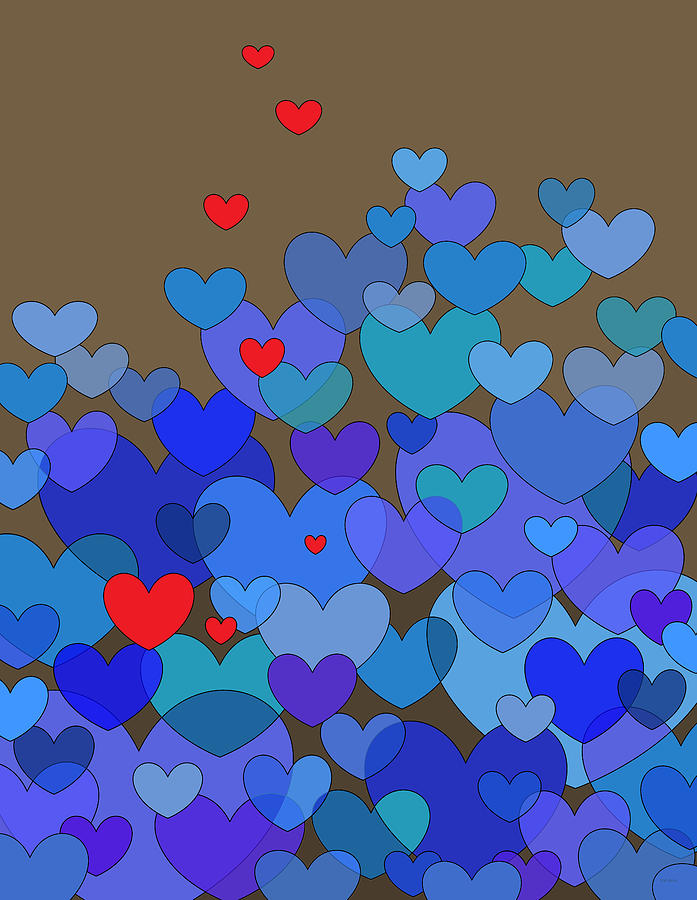 Blue Hearts Digital Art by Val Arie