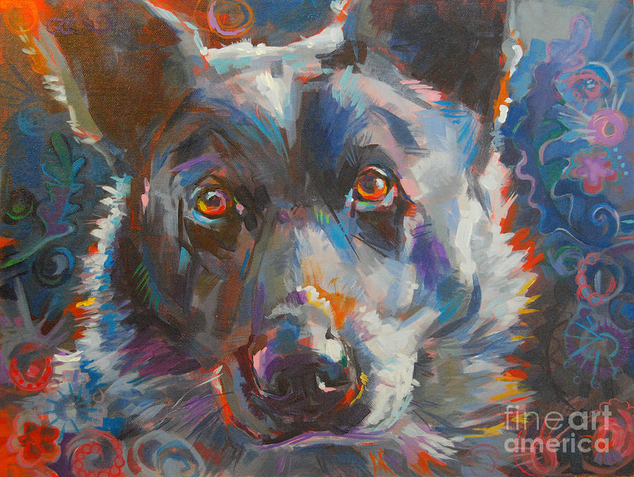 Black And White Painting - Blue Heeler by Kimberly Santini