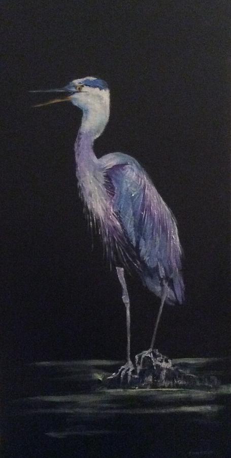 Blue Heron Painting by Ellen Canfield