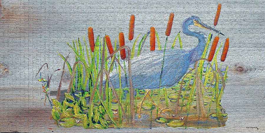 Blue Heron In Everglades Painting by Ken Figurski