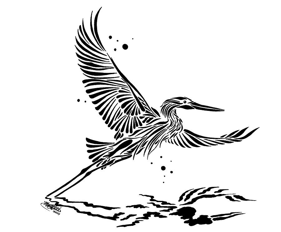blue heron drawing