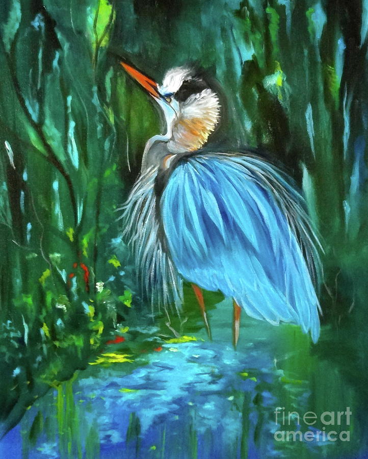 Blue Heron Painting by Jenny Lee