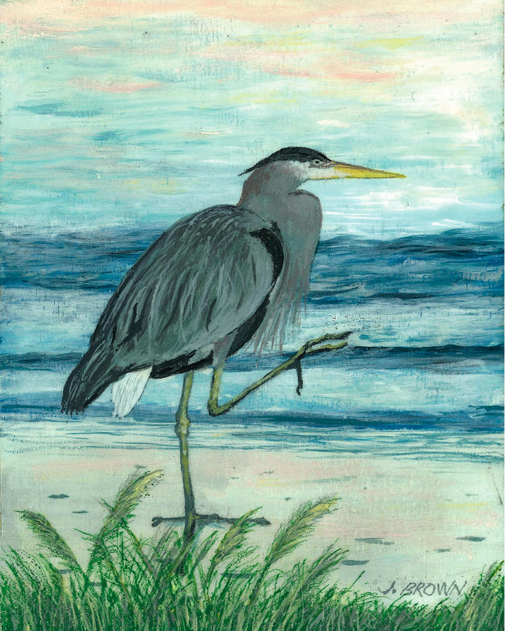 Wildlife Painting - Blue Heron by John Brown