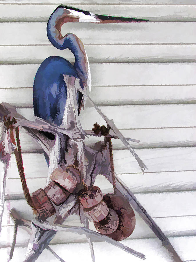 Blue Heron Painting by Jeelan Clark