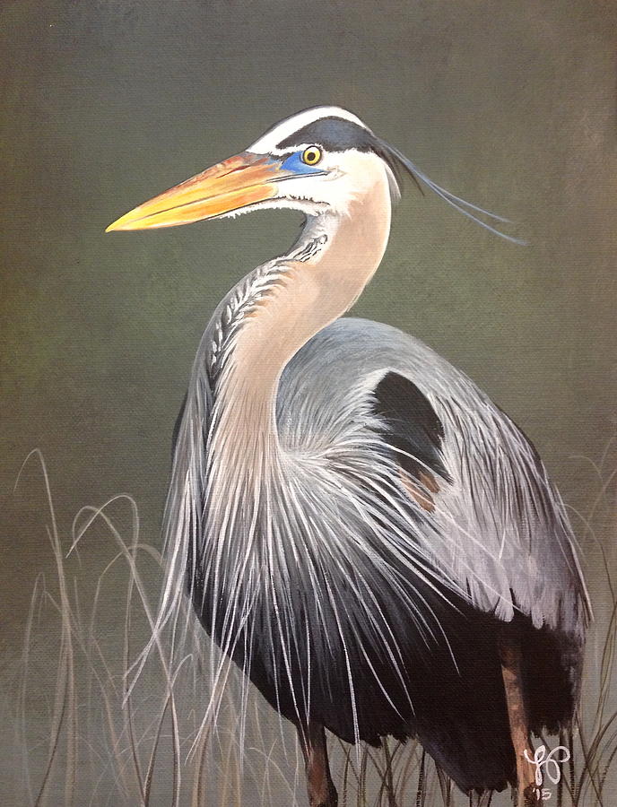 Heron Painting - Blue Heron by Laura Parrish