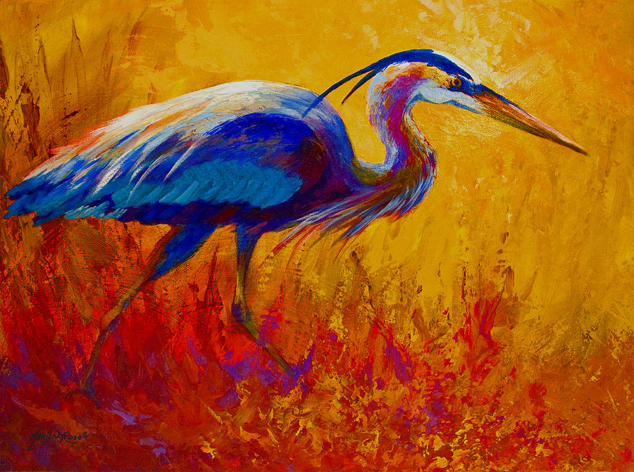Heron Painting - Blue Heron by Marion Rose