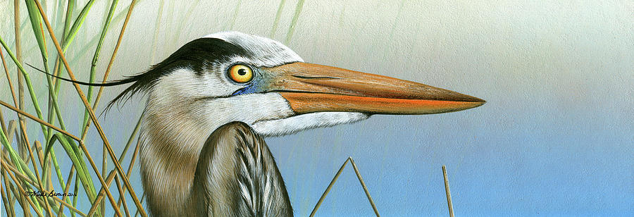 Blue Heron  Painting by Mike Brown