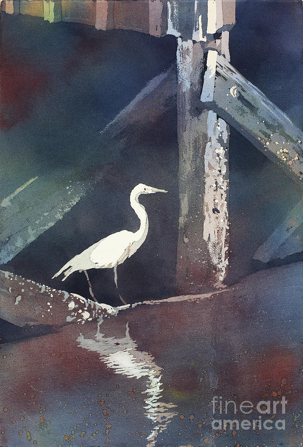 Blue Heron- Outer Banks Painting by Ryan Fox