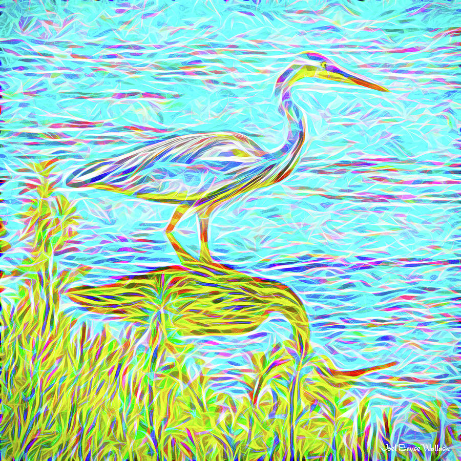 Blue Heron Reflections - Lake In Boulder County Colorado Digital Art by Joel Bruce Wallach