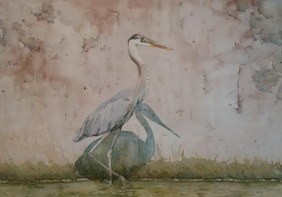 Blue Heron Painting by Sheila Romard