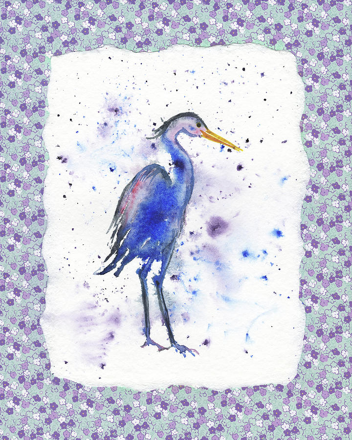 Blue Heron Watercolor Painting by Irina Sztukowski