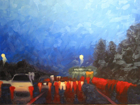 Car Painting - Blue Highway by Guenevere Schwien