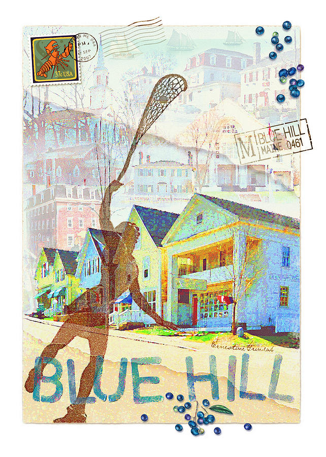 Blueberry Digital Art - Blue Hill Village by ErnestineGrindal SaraClarke