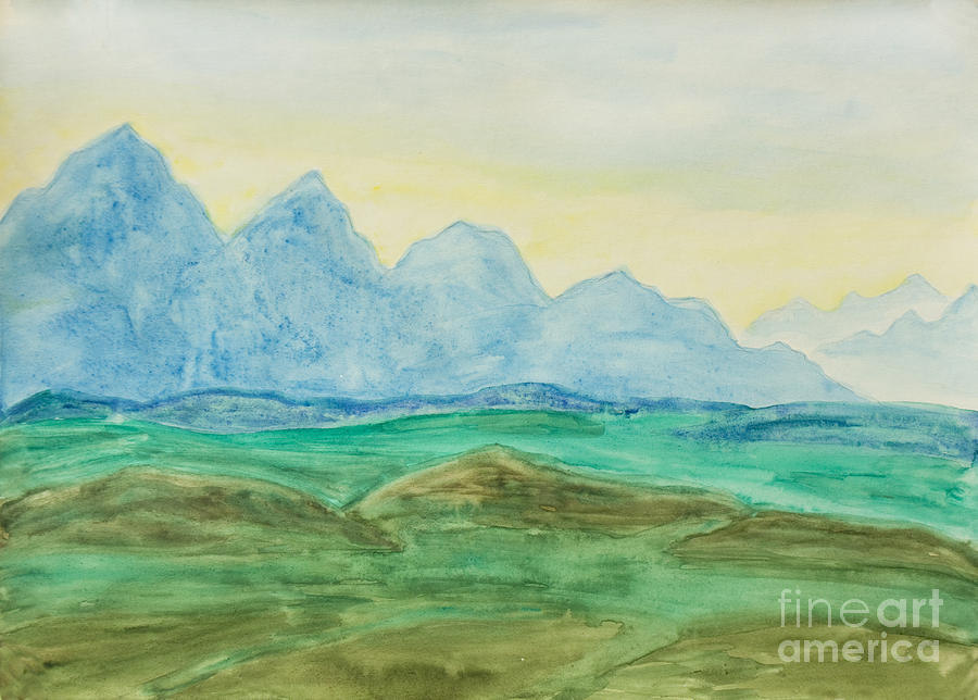 Blue hills, painting Painting by Irina Afonskaya