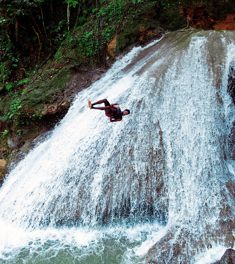 Blue Hole Waterfall Jumping in Ocho Rios, Jamaica Photograph by David Oppenheimer