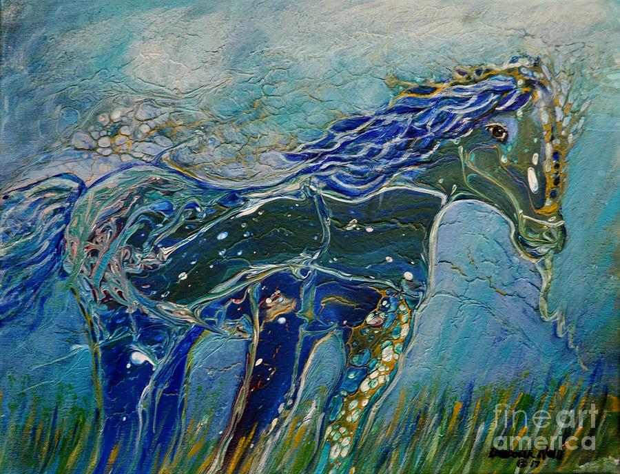 Blue Horse Painting by Deborah Nell