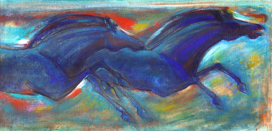 Blue Horses 2 Painting by Nato  Gomes