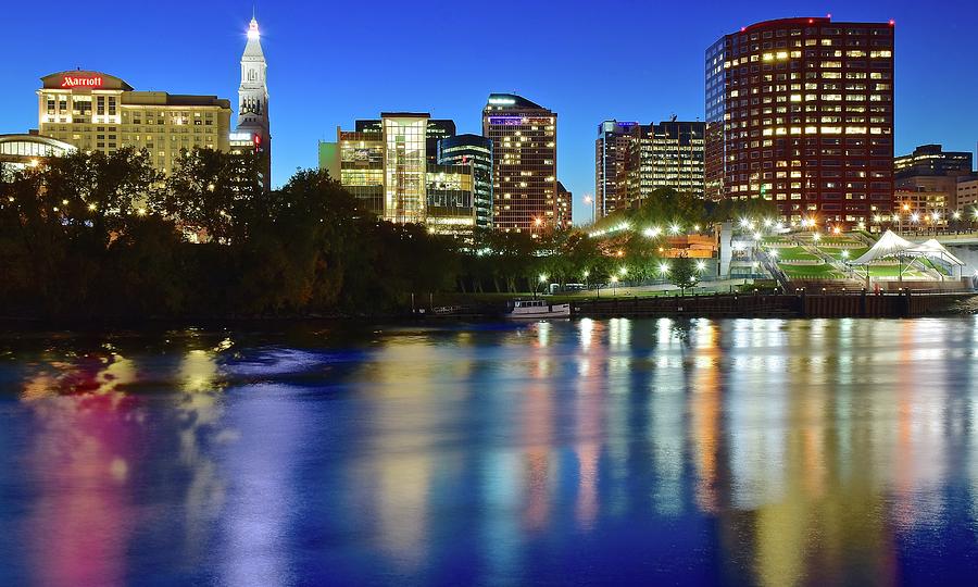 Blue Hour Along the River in Hartford Photograph by Frozen in Time Fine Art Photography