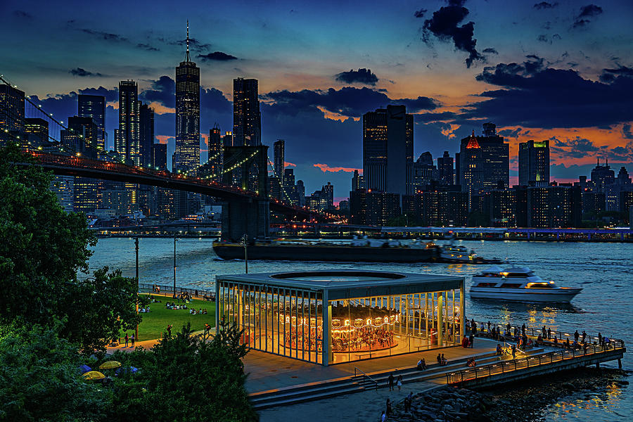 Blue Hour At Brooklyn Bridge Park Photograph by Chris Lord