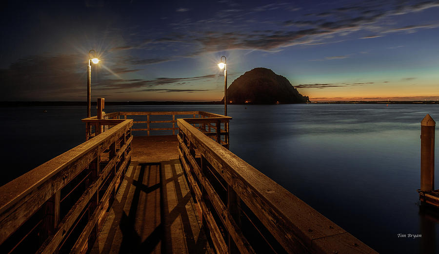 Sunset Photograph - Blue Hour at Morro Bay by Tim Bryan