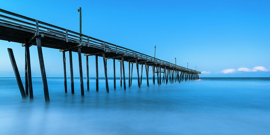 Blue Hour at Outer Banks Rodanthe Fishing Pier Panorama Photograph by Ranjay Mitra