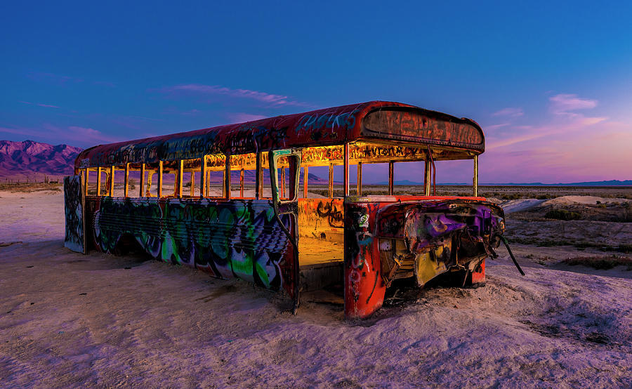 Desert Photograph - Blue Hour Bus by Michael Ash