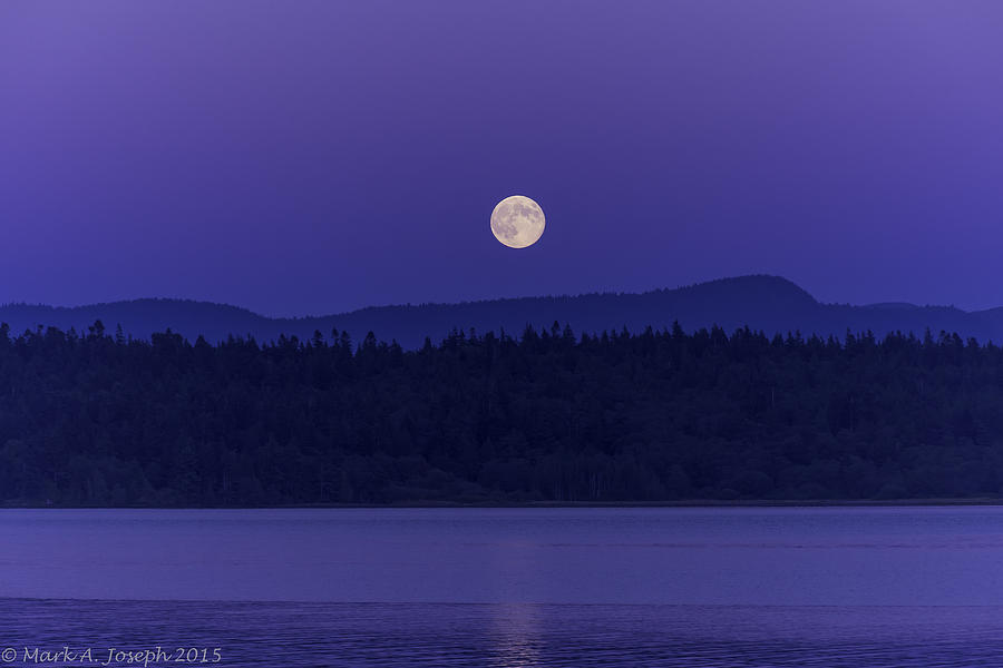 Blue Hour Full Moon Photograph by Mark Joseph