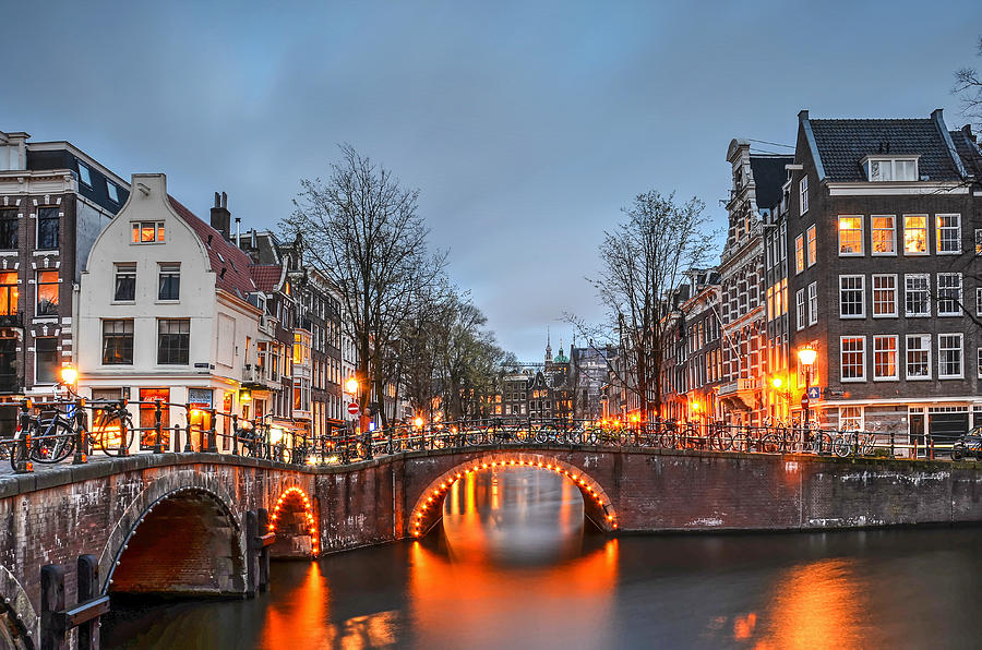 Blue Hour in Amsterdam Photograph by Frans Blok