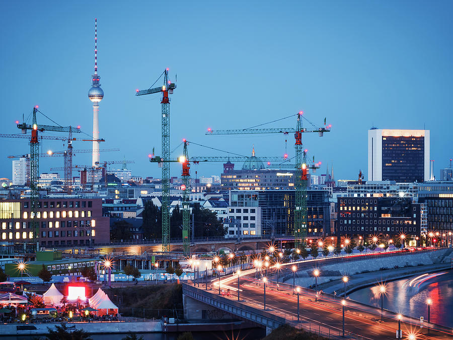 Berlin Photograph - Blue Hour in Berlin by Alexander Voss