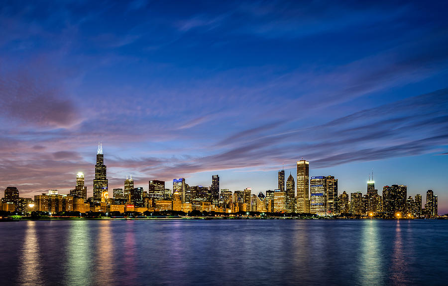 Blue Hour in Chicago Photograph by Matt Hammerstein