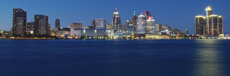 Detroit Photograph - Blue Hour in Detroit by Frozen in Time Fine Art Photography
